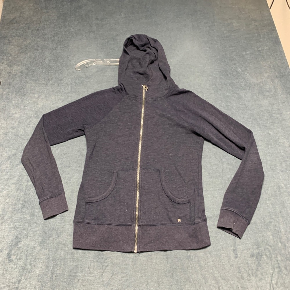 Victoria's Secret Fleece Hoodie Womens Small Petite Black Full Zip Raglan Sleeve